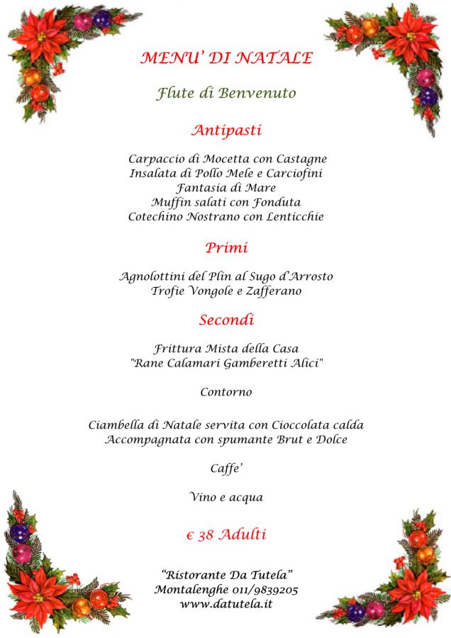 Menu Di Natale Pdf.Pranzo Di Natale 2019 Ristorante Taverna Verde